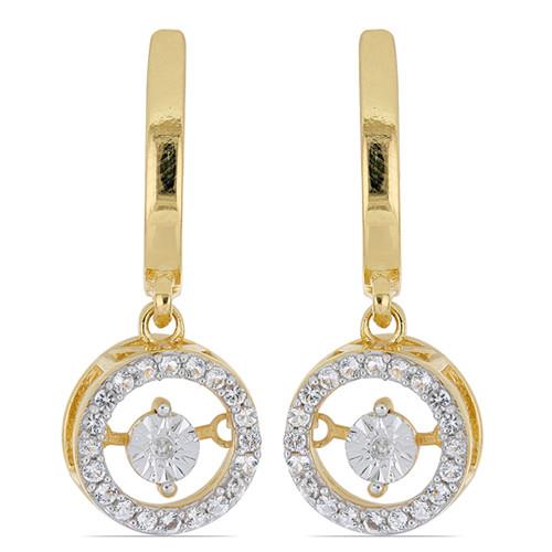 0.014 CT G-H, I2-I3 WHITE DIAMOND DOUBLE CUT GOLD PLATED STERLING SILVER EARRINGS WITH MAGICAL TIKLI SETTING #VE037325